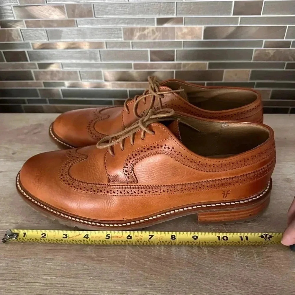 Frye Mens James Lug Brown Leather Oxford Dress Shoes Wingtip Size 12 - Picture 9 of 11